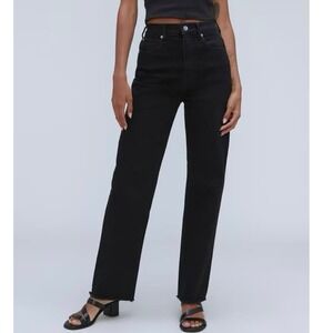 Everlane Black Organic Cotton Way High Straight Leg Jean Women’s 26
